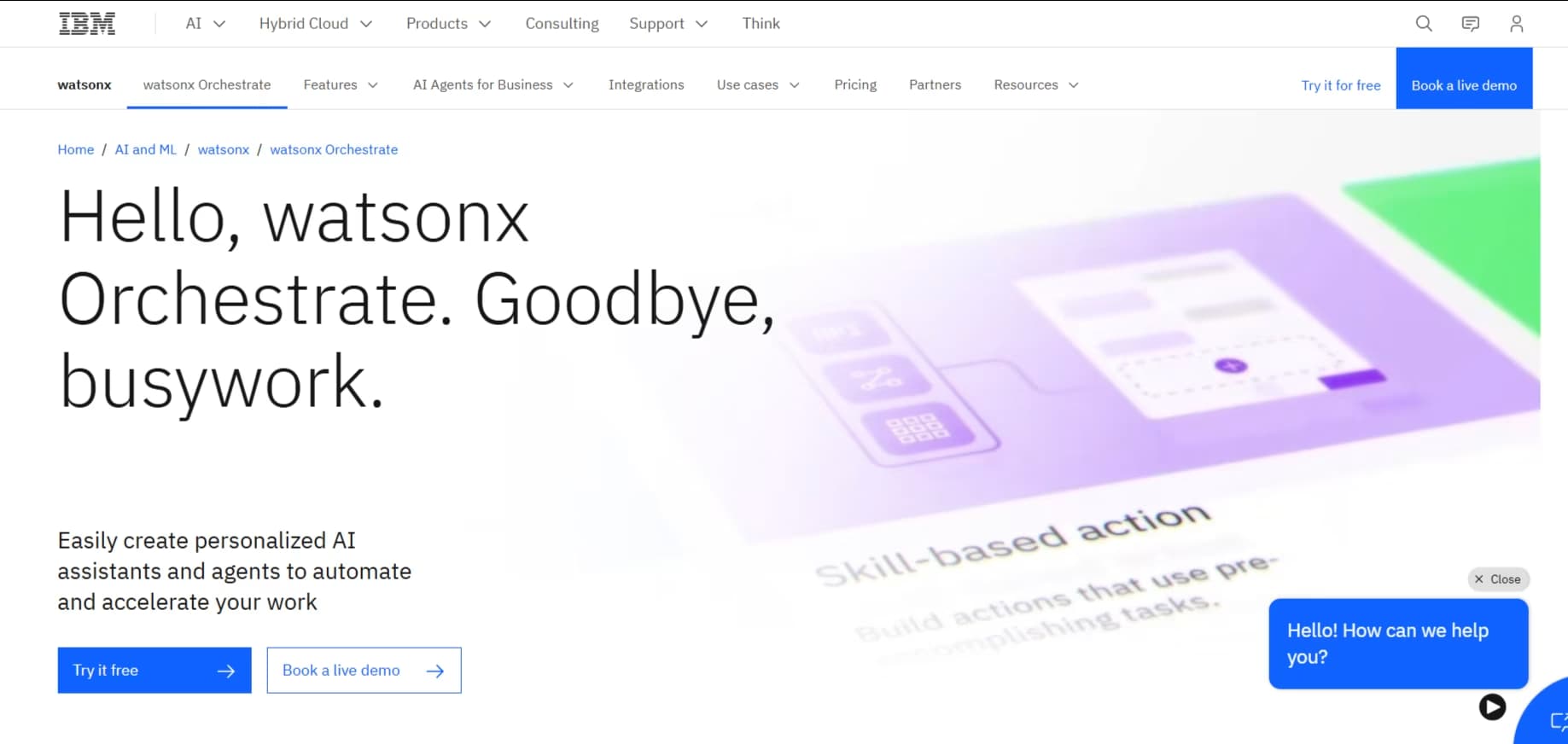 IBM Watsonx Orchestrate Homepage