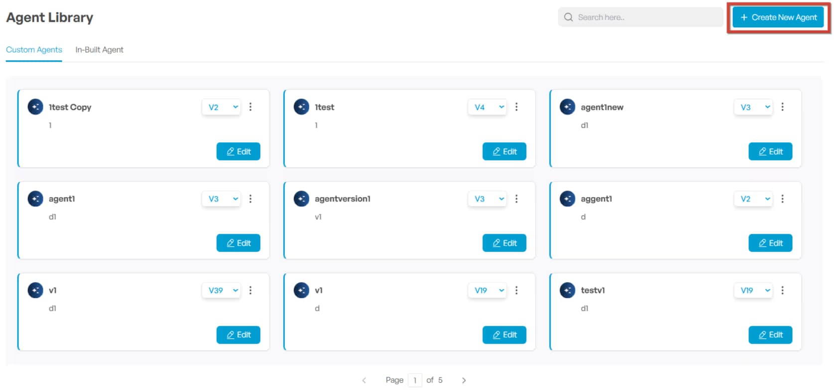 Select the Create New Agents button